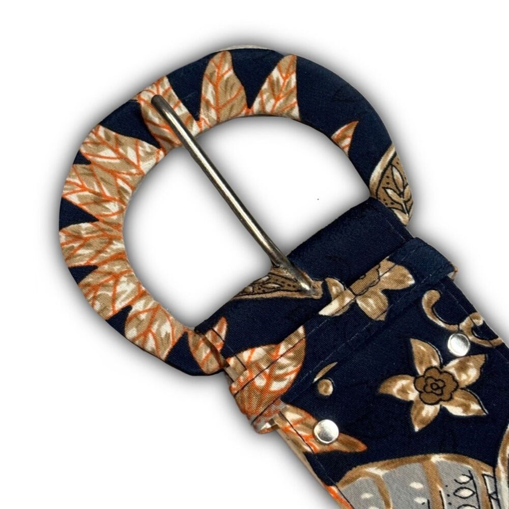 Navy Blue Floral Fabric Belt